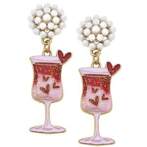CANVAS STYLE Cute Cocktail Heart Earrings Dangle Drop Valentines NWT